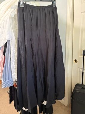 THE GREAT. Black Maxi Skirt with Elastic Waist